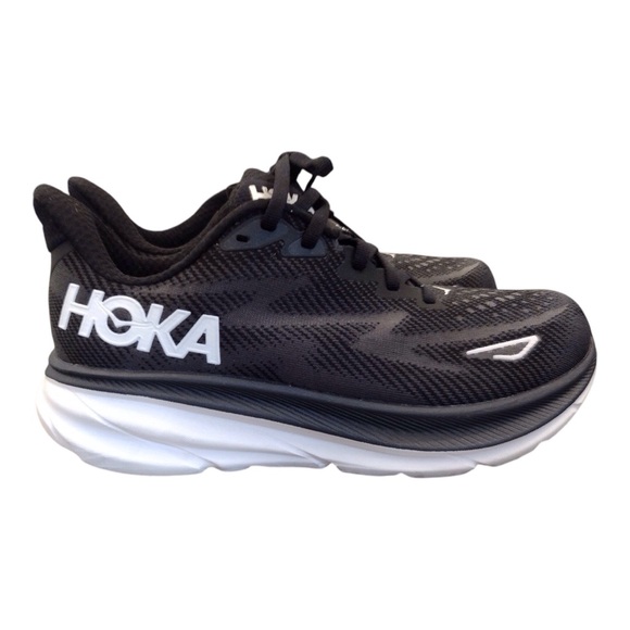HOKA Clifton 9 Womens Size 7.5D Wide Black White Running Walking Shoes Nice cond - Picture 2 of 14